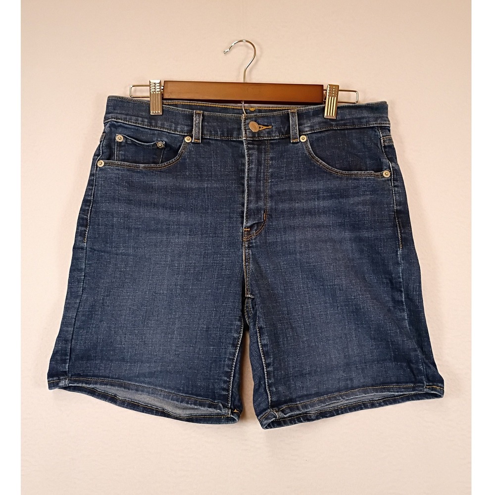 Classic Casual Levi's Womens 28 Dark Blue Denim Stretch Mid Rise Shorts‎